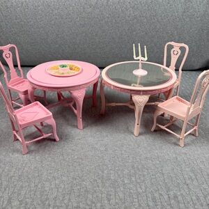 Vintage Barbie Pink Dreamhouse Pink Dining Sets 1984